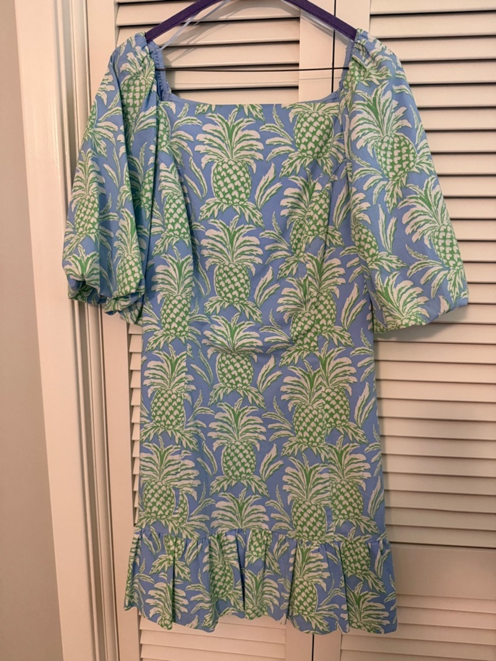 Puff sleeve ruffle hem dress